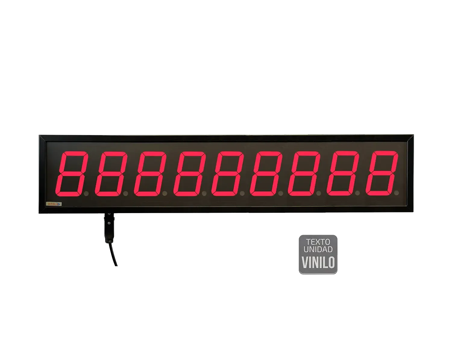 100-mm-Ziffernanzeige, 9-stellig, seriell, Ethernet, Wi-Fi +2R, Vinyl-Text